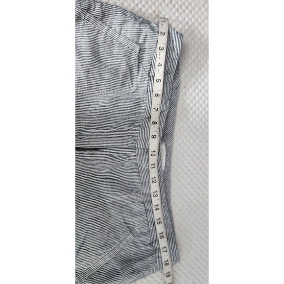 Chicos 100%‎ Linen Navy Striped Wide Leg Crop Pants Size 2 US LLagenlook Beachy - Picture 7 of 9